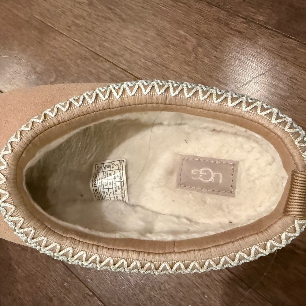 UGG TAZZ PLATFORM Sand/Blue Suede Cozy Slipper sz 9 - Picture 7 of 9